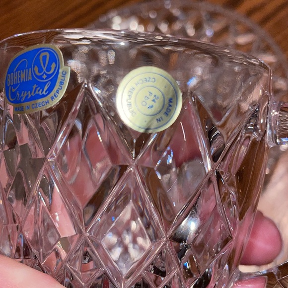 Vintage Bohemia Crystal Lead Crystal Over 24% PbO 2 Cups with 2 Saucers - Picture 7 of 15